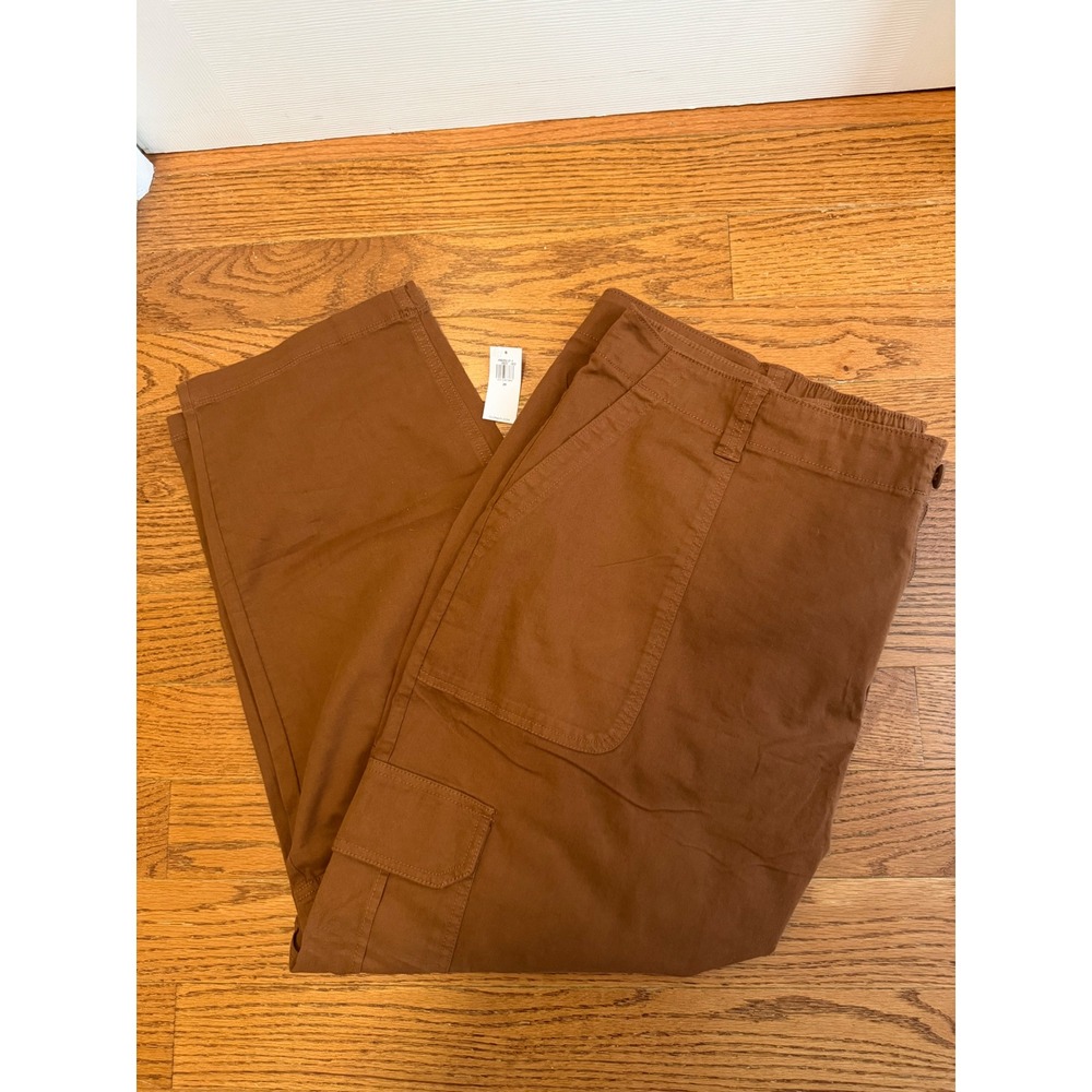 Old Navy OG Chino High Rise Cargo Pants Brown Women 2X NWT Utility Straight Leg